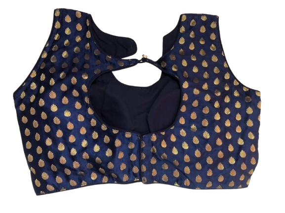Raw Silk Navy blue Designer Blouse 24